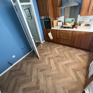 Kitchen vinyl flooring installation completed by Walk On Flooring in Birmingham