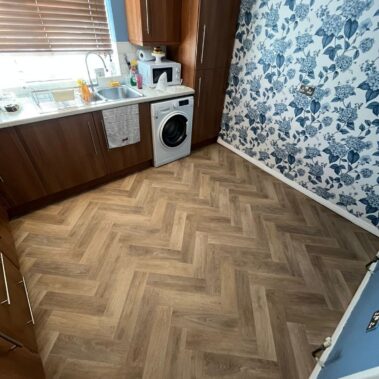 Kitchen vinyl flooring installation completed by Walk On Flooring in Birmingham